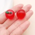 Red mini apple acrylic charm pendant for DIY handmade jewelry accessories and crafts. - 3D Apple (24387) / 1 Piece (19x17x17mm) / Transparent Red