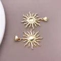 DIY sun pendant 18k gold plated brass vintage charm necklace jewelry making accessories - Smooth Surface Sun Style (T3354)