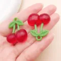 Acrylic cherry charms pendant for DIY handmade jewelry crafting, cute red fruit accessories. - Large 3D Strawberry Cherry (27340) / 1 Piece (31x26mm) / Transparent Rose Red