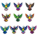 Colorful enamel hummingbird zinc alloy charms pendants for DIY handmade bracelets necklaces. - Enamel Multicolor White K Base Set / 10 Styles, 1 Each