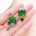 Joli pendentif sapin de Noël en perles de cristal DIY collier porte-clés bijoux accessoires - Sapin de Noël Vert (28619) / 1 Pièce (28x19x19mm)