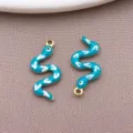 Edelstahl vergoldete Emaille Schlange Anhaenger fuer Schmuckherstellung DIY Accessoires. - Doppelseitige S-förmige Schlange (T3515) / 1 Stück (19.5X9x2.3mm) / Seegrün