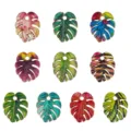 Colorful enamel monstera leaf pendants for DIY handmade earrings jewelry making main - Enamel Monstera Leaf Set (10 Styles 1 Pc Each) / 10 Pieces/Pack