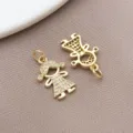 Verguld Zirkoon Meisje Bedel Hanger DIY Ketting Armband Sieraden Accessoire Deel - Dubbele Paardenstaart Meisje Hanger (T3438) / 1 Stuk/Verpakking (20x11x2.5mm)
