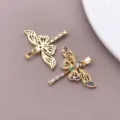 Vergoldeter mikro pave zirkonia hohler libellen anhanger diy schmuck zubehor design - Hohle Libelle Anhänger (T3321) / 1 Stück (28x30x3mm) / 18K-Gold