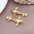 Gold plated whale pendant charm with micro pave zirconia for DIY necklace earrings jewelry making. - Dolphin Pendant (T3279) / 1 Piece (30x18x6mm) / Gold