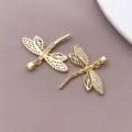 18K vergoldet Mikro Zirkonia Zirkon ausgehöhlte Libelle Anhänger DIY Schmuck Zubehör - Hohle Libelle Anhänger (T3322) / 1 Stück (28x29x3mm) / 18K-Gold