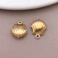 Stainless Steel Gold Shell Pendant DIY Jewelry Accessory Conch Charm for Bracelet Necklace - Small Hollow Marine Scallop (TA431) / 1 Piece Pack (11x14x5mm) / Vacuum Gold Plated