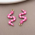 DIY Edelstahl vergoldet Emaillierung doppelte S Schlangen Form kleiner Anhänger Schmuck Basteln - Fuchsia