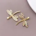 Goldener Libellen Anhänger Zirkonia Schmuck Zubehör 18K Vergoldet DIY Variante Stil - Hohle Libelle Anhänger (T3323) / 1 Stück (28x29x3mm) / 18K-Gold