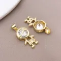 Vergulde zirkonia jongen en meisje hanger DIY sieraden accessoire ketting bedels. - Jongen Hanger met Knijpborging (T3441) / 1 Stuk/Verpakking (26x11x5.5mm)