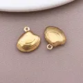 Gold stainless steel seashell conch charm pendant for DIY jewelry making variant. - Hollow Marine Shell (TA431) / 1 Piece Pack (13x15x4mm) / Vacuum Gold Plated