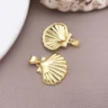 Gold plated shell conch pendant charm for DIY necklace earrings jewelry making accessories - Smooth Scallop Pendant (T3282) / 1 Piece (23x20x3mm) / Gold