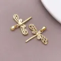 Vergoldeter Mikro Zirkon hohler Libelle DIY Anhänger Schmuckzubehör zum Basteln - Hohle Libelle Anhänger (T3324) / 1 Stück Packung (25x25x3mm) / 18K-Gold