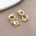 Verguld koperen jongens en meisjes hanger charms ingelegd met zirkonia voor DIY sieraden. - Hart Witte Zirkoon Jongen (T3442)