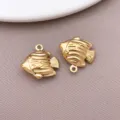 Gold Stainless Steel Fish Charms DIY Jewelry Pendants Hollow Marine Life Accessories - Large Hollow Marine Tropical Fish (TA431) / 1 Piece Pack (17x18x6mm) / Vacuum Gold Plated