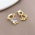 Vergulde koperen jongen en meisje hanger charms met zirkonia voor DIY sieraden maken. - Hart Witte Zirkoon Meisje (T3443)