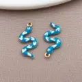 DIY Emaille Schlangen Anhänger 19.5x9mm vergoldet edelstahl schmuck herstellen - Seeblau