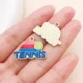 Niedlicher Cartoon Tennis Metall Emaillierter Anhänger DIY Schmuck Zubehör Variante. - 1 Stück/Packung (18x25mm)