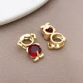 Verguld rode zirkonia jongen en meisje bedel DIY ketting armband sieraden accessoire - Hart Rode Zirkoon Meisje (T3444)