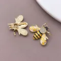 Vergoldeter Zirkon Bienen Anhänger DIY Schmuck Zubehör niedlicher tierischer Kettenanhänger - Gelber Emaille Bienenkreuzanhänger (T3326)