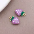 12x8mm roestvrij staal paars emaille aardbei hanger diy sieraden maken accessoires onderdelen - Paars