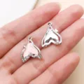 17x14mm zinc alloy mermaid tail charms for DIY necklace and bracelet jewelry making accessories - Glitter Rhinestone Fish Tail (28121) / 1 Piece (17x14x4mm) / Pink