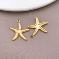 Χρυσό Κρεμαστό Αστερίας DIY Αξεσουάρ Κοσμημάτων από Ανοξείδωτο Ατσάλι Charm για Χειροτεχνία - Μεγάλος Κοίλος Θαλάσσιος Αστερίας (TA431) / 1 Κομμάτι/Συσκευασία (2.2x2.0x0.2cm) / Επιχρυσωμένο εν Κενώ