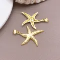 Gold plated starfish pendant charms for DIY jewelry making, necklace and earrings accessories. - 1 Piece (35x25x3mm)