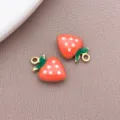 Roestvrijstalen vergulde aardbei hangers geëmailleerd fruit bedels DIY sieraden 12x8mm - Oranje