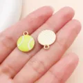 Süßer Tennisball Emaillierter Metall Anhänger Charm für DIY Schmuck Basteln Zubehör. - 1 Stück (16x13mm)