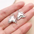 Silver zinc alloy mermaid tail pendant charms with iridescent insert and crystals for DIY jewelry. - Rhinestone Mermaid Tail (28122) / 1 Piece (17x14x4mm) / White