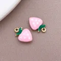 Roestvrij staal verguld geëmailleerd aardbei bedels 12x8mm DIY sieraden maken accessoires - Roze