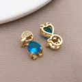 Vergulde koperen jongen meisje bedel hanger met blauwe zirkoon voor DIY ketting armband - Hart Blauwe Zirkoon Jongen (T3447)