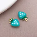 Roestvrij staal verguld blauw geëmailleerde aardbei hanger DIY sieraden accessoire. - Meergroen