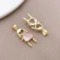 Verguld roze hart meisje hanger DIY sieraden accessoire ketting armband onderdelen - Hart Roze Zirkoon Meisje Hanger (T3448)
