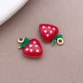 Roestvrij staal verguld geëmailleerd aardbei bedels DIY sieraden accessoires 12x8mm. - Rood