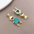 DIY verguld koperen jongen meisje hanger met blauwe zirkonia voor ketting armband - Hart Blauwe Zirkoon Jongen Hanger (T3449)