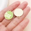Vergoldeter runder Tennis Serve Anhänger DIY Schmuck Zubehör, grünes Emaille Design. - 1 Stück/Packung (21x18mm)