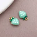 12x8mm verguld roestvrij staal emaille aardbei bedels diy sieraden maken accessoires - Groen