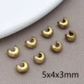 Gold Plated C-Shaped Crimp Beads 5x4x3mm Jewelry Findings DIY Bracelet Necklace Making - C-Shaped End Clasp (TA291) / 1 Piece (4x5x3mm) / Vacuum Gold Plated