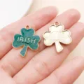 Ciondolo in lega di trifoglio irlandese smalto verde variante, accessorio gioielli DIY. - Trifoglio Verde KC Oro San Patrizio (18450) / 1 Pezzo (19x24mm)