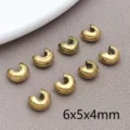 Gold plated stainless steel C crimp cover beads moon shaped jewelry findings for DIY bracelet making - C-Shaped End Clasp (TA291) / 1 Piece (5x6x4mm) / Vacuum Gold Plated
