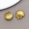 Colgante de Concha de Venera de Acero Inoxidable Dorado Accesorio de Joyería DIY - Vieira Hueca Grande (T1961) / 1 Pieza (16x18.5x6mm) / Dorado