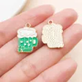 Green Irish St Patrick Day beer mug shamrock alloy pendant charms for DIY jewelry making accessories - Green KC Gold Clover Wine Glass (21829)