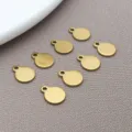 Gold stainless steel blank round disc pendant DIY charm for necklace bracelet jewelry making - Round Pendant (T1763) / 1 Piece (8x6x1mm) / Gold