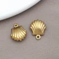 Colgantes de concha dorados de acero inoxidable accesorios para hacer joyas de bricolaje - Vieira Hueca Pequeña (T1962) / 1 Pieza (11x14x5mm) / Dorado