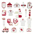 DIY Emaille medizinische Charms Set Zinklegierung niedlich Krankenschwester Arzt Tasche Anhänger - Rote Medizinische Kollektion (SN1764) / 20er Set / Rot