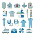 Medizinische Emailliert Anhänger Blau Erste Hilfe Stethoskop DIY Schmuckherstellung Zubehör - Blaue Medizinische Kollektion (SN1763) / 20er Set / Blau