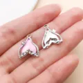 Iridescent mermaid tail zinc alloy pendant DIY jewelry necklace accessory, white K color. - Glitter Rhinestone Fish Tail (28119) / 1 Piece (17x14x4mm) / Deep Pink Rose Red